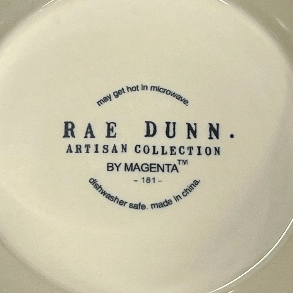 Rae Dunn ORGANIC‎ Ceramic Colander Strainer Footed Bowl Cream Magenta Artisan